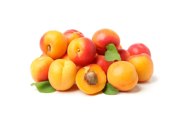 Fresh Tasty Apricots Isolated White Background — Stock Photo, Image