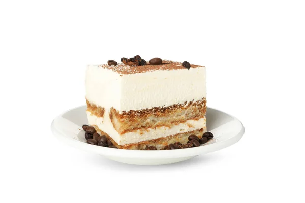 Dolce Tiramisù Isolato Sfondo Bianco Dolce Saporito — Foto Stock