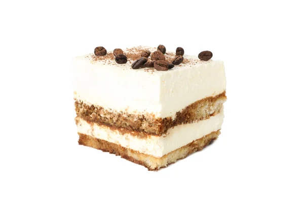 Dolce Tiramisù Isolato Sfondo Bianco Dolce Saporito — Foto Stock