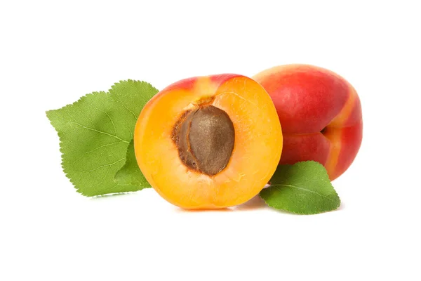 Verse Smakelijke Abrikozen Geïsoleerd Witte Achtergrond — Stockfoto