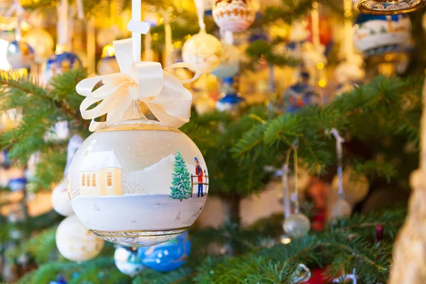 stock image Closeup on Christmas tree decoration over festive background
