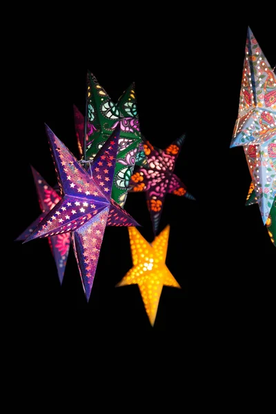 Christmas stars decoration on black background — Stock Photo, Image