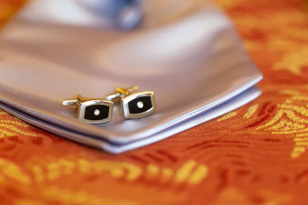 Silver cufflinks for man — Stock Photo, Image