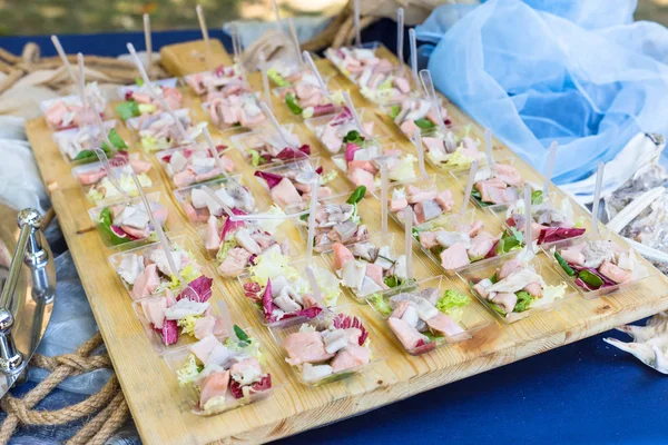 Çeşitli aperatifler ve parmak yiyecekleri. — Stok fotoğraf