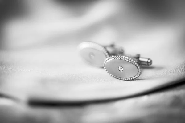 Elegant silver cufflinks — Stock Photo, Image