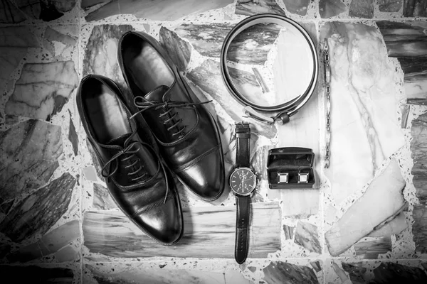 Wedding details. Man accessories. — Stock Photo, Image