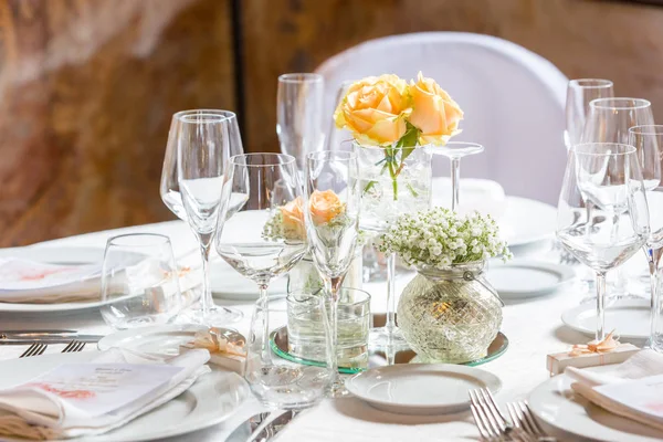 Mesas de recepção de casamento — Fotografia de Stock