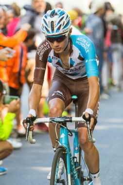 Oropa, İtalya - 20 Mayıs 2017:Cyclists Castellania-Oropa, 100 edition İtalya Bisiklet Turu, İtalya Bisiklet Turu 14 aşamasında katılmak.