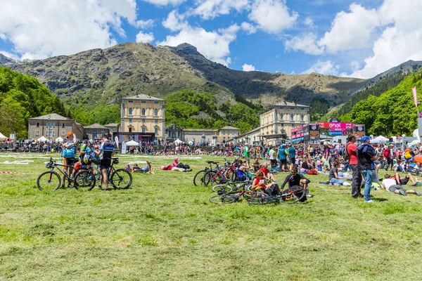 Oropa, İtalya - Mayıs 20, 2017:Stage, Oropa 100 İtalya Bisiklet Turu yıllık birden çok aşamalı bisiklet yarış 14 aşamasında ödül. 