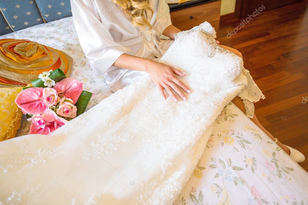 bride with her elegant bridal dress