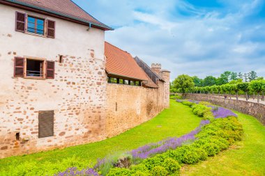 Obernai, Bas Rhin, Alsace Fransa savunma duvarı görünümü