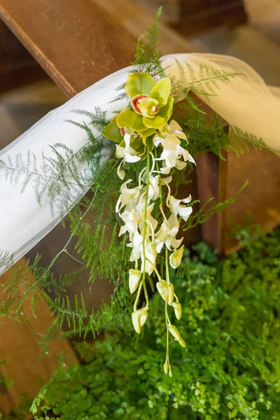 Beautiful flower wedding decoration in a church