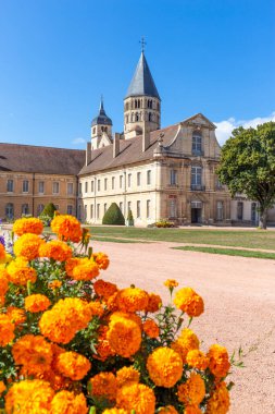 Cluny, Burgundy, Fransa 'daki Ortaçağ Manastırı' nın avlusu