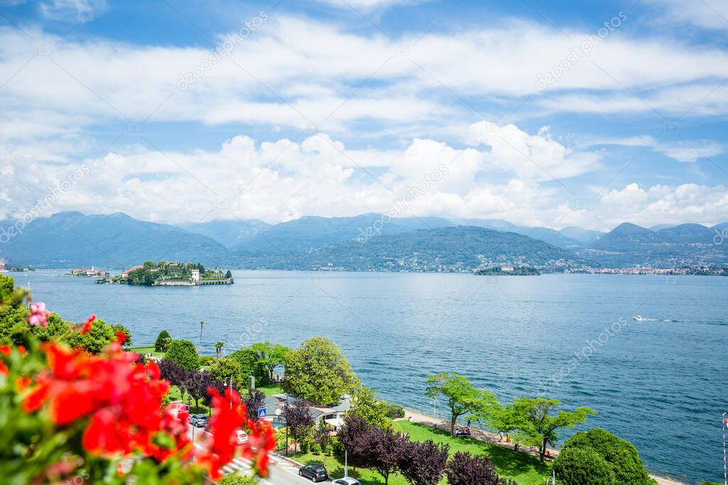 Landscape with Island Bella  on Lake Maggiore , Lombardy, Stresa, Italy