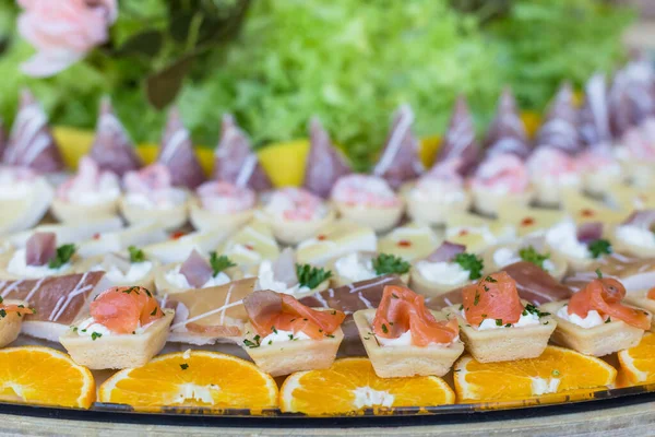 Fisch Und Gemüsesortiment Vorspeisen Und Fingerfood — Stockfoto