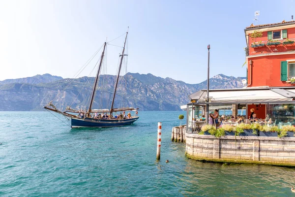 Srpna2019 Malý Přístav Malcesine Jezero Garda Benátsko Itálie — Stock fotografie