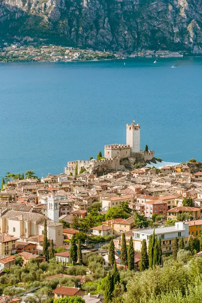 Vue Tour Malcesine Sur Lac Garde Vénétie Italie — Photo