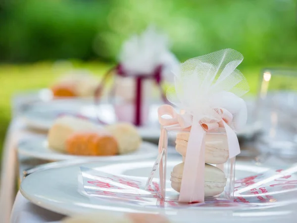 Tische Für Eine Party Oder Hochzeitsempfang Dekoriert — Stockfoto