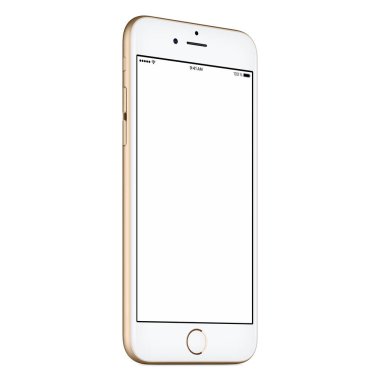 Altın akıllı telefon mock-up iphone Ccw benzer biraz boş ekran ile döndürülür 