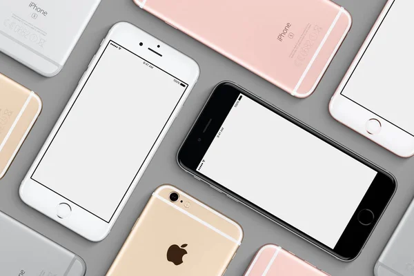 Набор Apple iPhones 6s макет плоский вид сверху — стоковое фото