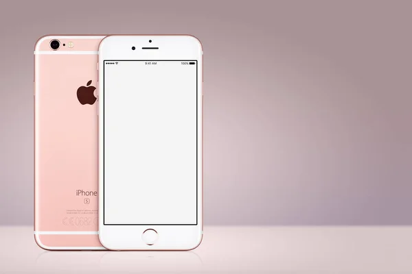 Rose guld Apple iphone 7 mockup framsida och baksida på rosa bakgrund med kopia utrymme — Stockfoto