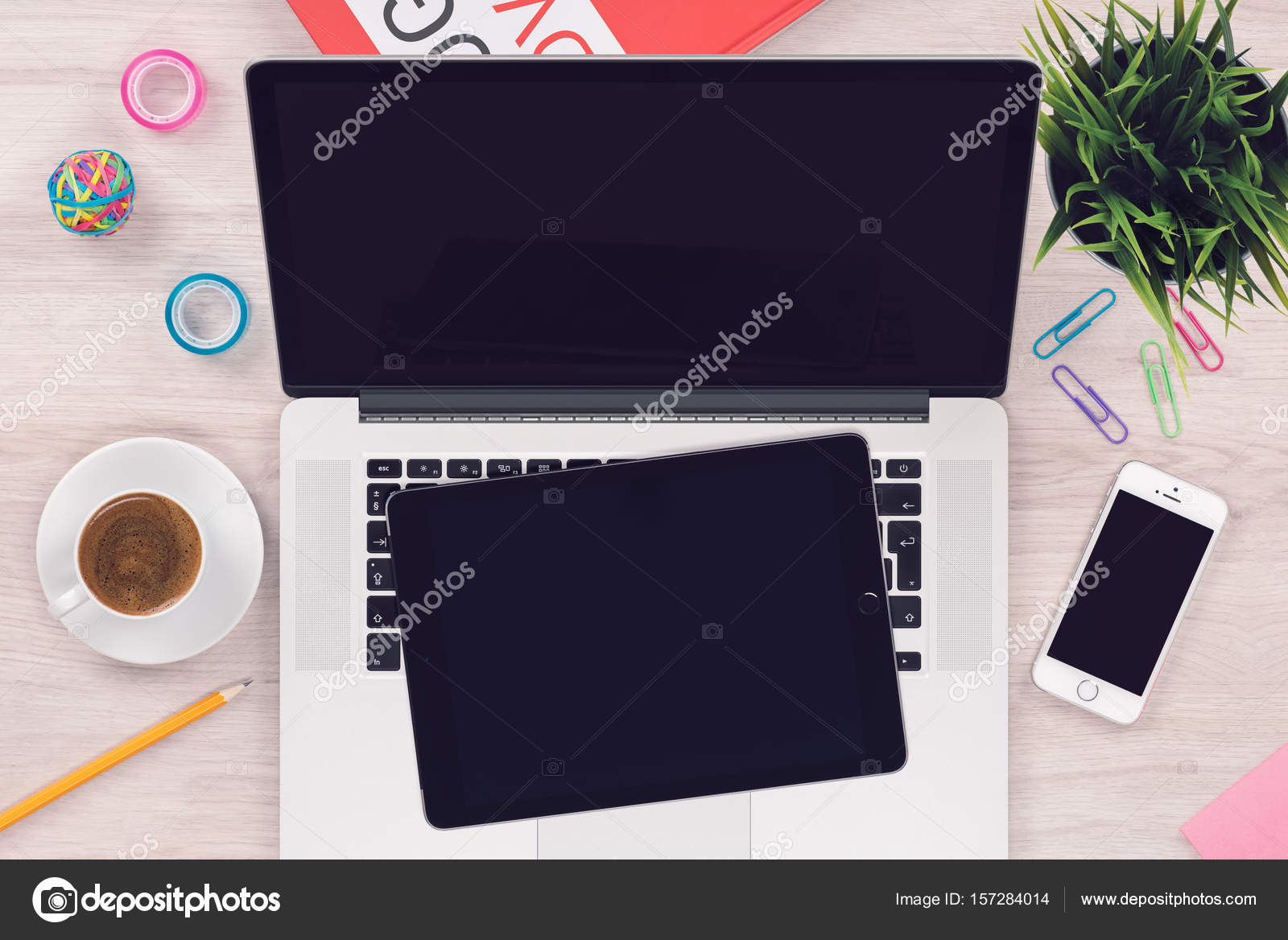 Download Top View Flat Lay Workspace Mockup With Open Macbook Laptop Ipad Tablet Pc And Iphone Smartphone On Office Wooden Desk Royalty Free Photo Stock Image By C Alexey Boldin 157284014
