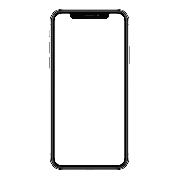 Novo moderno sem moldura smartphone mockup semelhante ao iPhone X com tela branca isolada no fundo branco — Fotografia de Stock