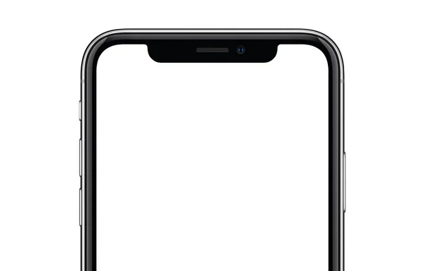 Nahaufnahme neues modernes Smartphone ähnlich iPhone x Mockup isoliert auf weißem Hintergrund — Stockfoto