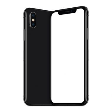 Siyah iphone X mockup ön ve arka taraf birbirine bakan benzer akıllı telefonlar döndü
