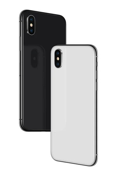 Smartphones similar to iPhone X back sides soaring in the air — Stock Photo, Image