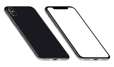 benzer iphone X siyah perspektif akıllı telefon mockup ön ve arka taraf Ccw döndürülür