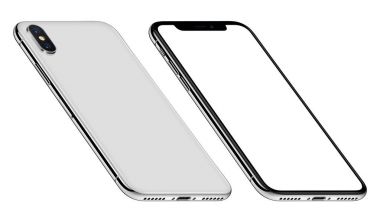 benzer iphone X beyaz perspektif akıllı telefon mockup ön ve arka taraf Ccw döndürülür