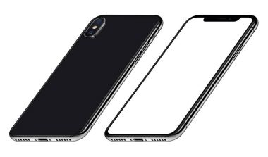 Siyah perspektif akıllı telefon mockup iphone X ön ve arka taraf Cw benzer döndürülür