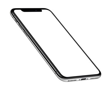 iphone X. Perspektif görünümü izometrik akıllı telefon mockup ön tarafı Cw iphone X benzer döndürülür