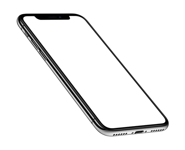 Iphone X. Perspektif görünümü izometrik akıllı telefon mockup ön tarafı Cw iphone X benzer döndürülür Stok Fotoğraf