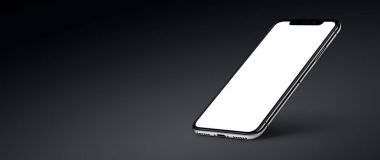 iphone X. Perspektif akıllı telefon copyspace ile karanlık arka plan afiş üzerinde gölge ile mockup