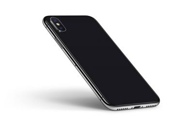 Perspektif akıllı telefon iphone X arka tarafında gölge Ccw beyaz arka plan üzerinde döndürülür benzer