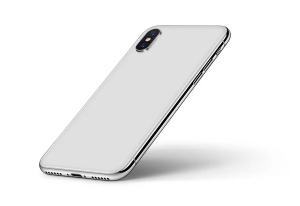 Similar a iPhone X perspectiva de la parte posterior del teléfono inteligente con sombra CW giró sobre fondo blanco —  Fotos de Stock
