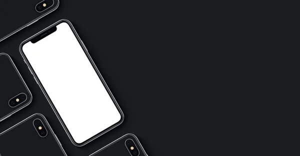 Similaire à la bannière de maquette de smartphones iPhone X avec espace de copie sur fond noir — Photo