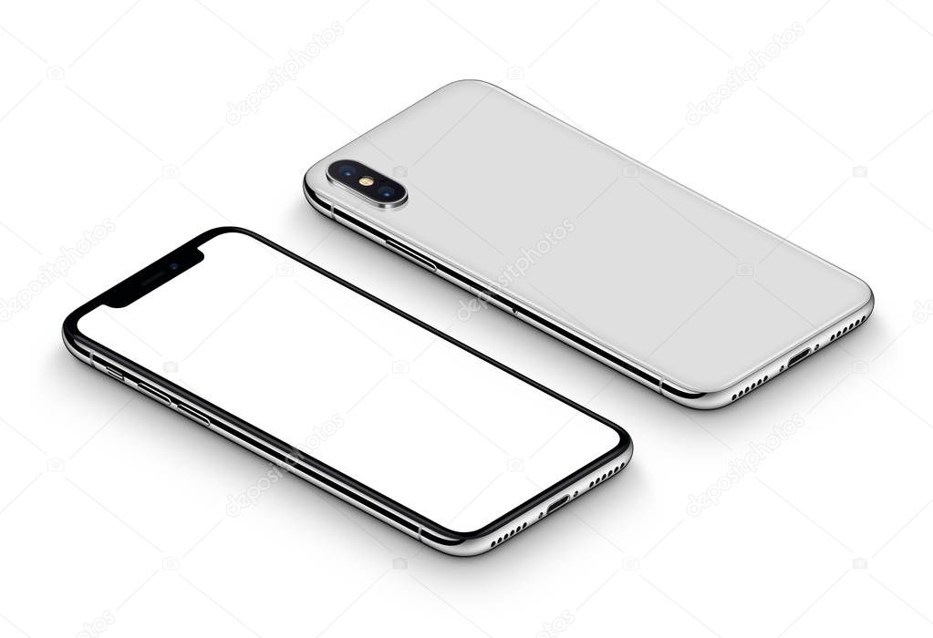 Download Perspective white smartphone like iPhone X mockup front ...