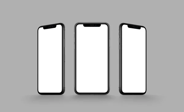 iPhone X tarzı smartphone çoklu ekran mockup gri arka plan üzerinde
