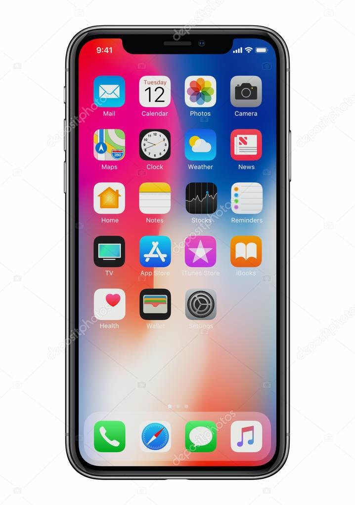 Nuevo Concepto Elegante Del Teléfono Del Iphone X Con La Pantalla Táctil  Grande Imagen editorial - Imagen de tacto, celular: 102653885