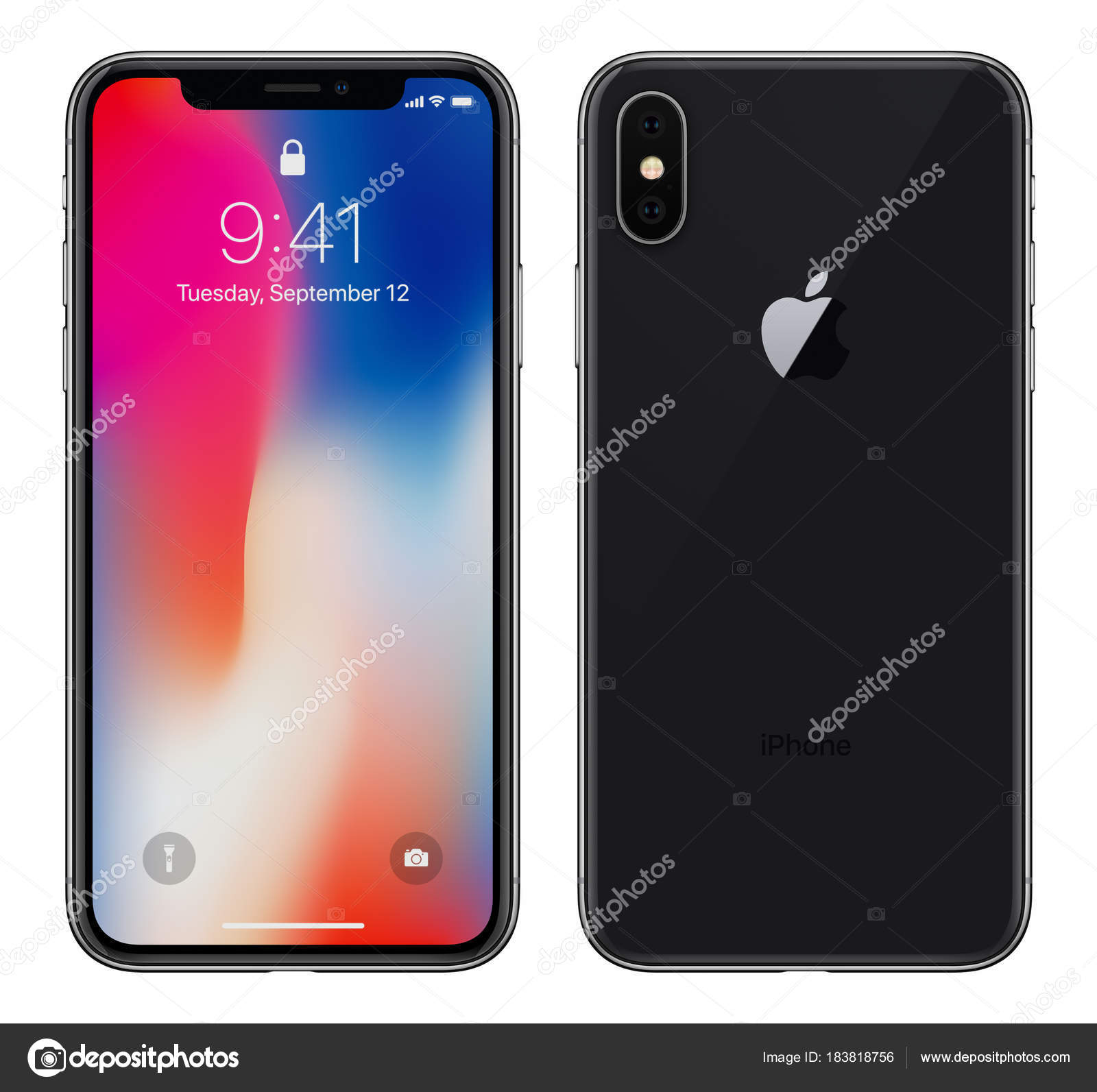 Black Apple iPhone X with iOS 11 lockscreen front side and back side isolated on white background – Stock Editorial Photo © alexey_boldin #183818756 Black Apple iPhone X with iOS 11 lockscreen front side and back side isolated on white background – Stock Editorial Photo © alexey_boldin #183818756