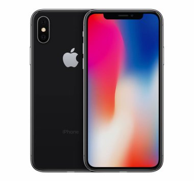 Duvar kağıdı ekran ve iphone 10 arkasında arka yüzüne alanı gri Apple iphone X mockup Önden Görünüm
