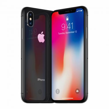 Apple iphone X mockup ön ve arka yüzü birbirine bakacak şekilde alanı gri döndü