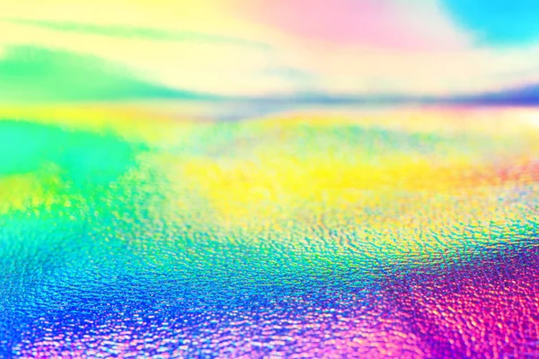 Arco iris real hoja holográfica neón textura papel pintado — Foto de Stock