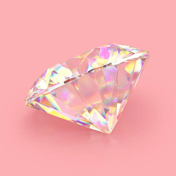 Brillante diamante scintillante su sfondo rosa — Foto Stock