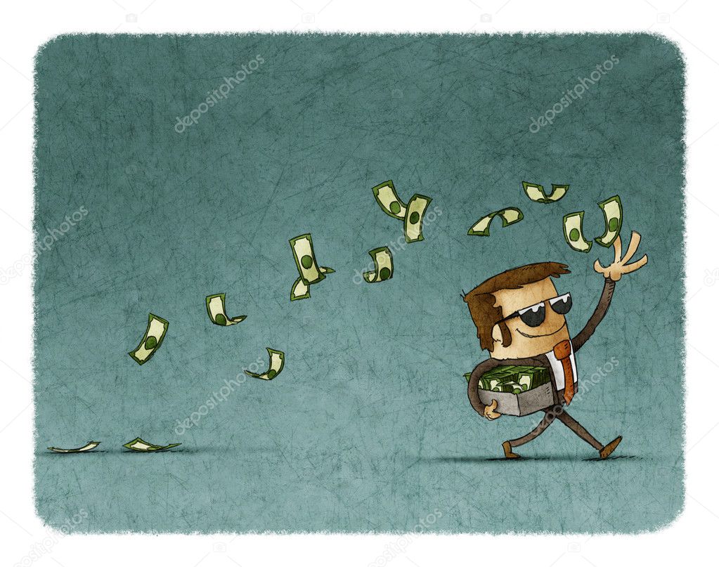 businessman throwing money