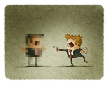 işadamı yaramayanın pixelated görmek hayret