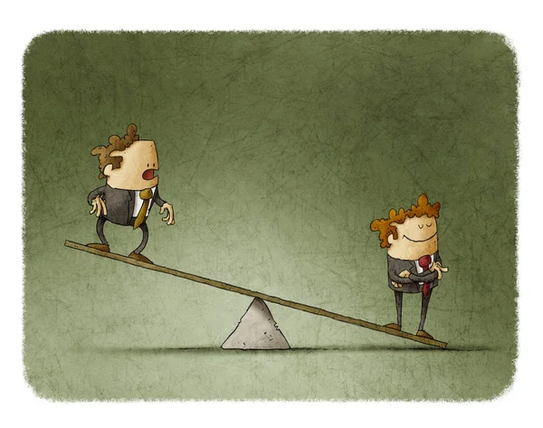 Illustration of business corporate inequality concept with businessmen on a scale — Stock Photo, Image
